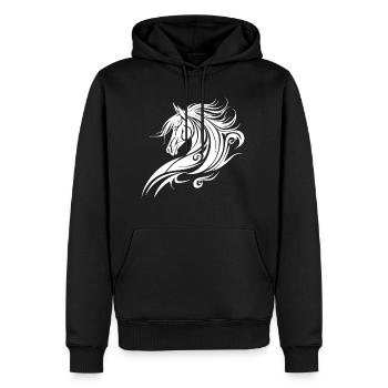 Cheval, Équitation, Style de tatouage tribal, Fan de nature animale - Sweat à capuche Premium bio Homme - noir - Devant - Nico (187cm)