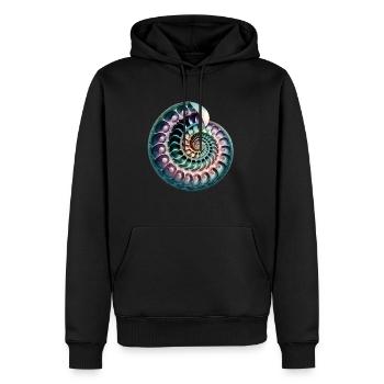 Spirale de Fibonacci, coquille, nombre d’or - Sweat à capuche Premium bio Homme - noir - Devant - Nico (187cm)