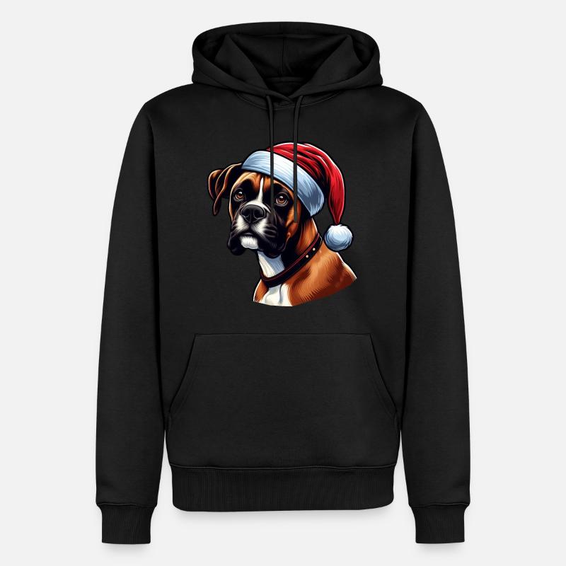 Chien Boxer Le Père Noël - Sweat à capuche Premium bio Homme - noir