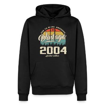 Vintage Retro Style Anniversary Gift 2004 - Men’s Premium Organic Hoodie - black - Front - Nico (187cm)