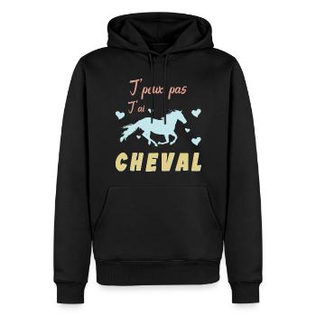 Je Peux Pas J ai Cheval - Amoureux des Chevaux - Sweat à capuche Premium bio Homme - noir - Devant - Nico (187cm)