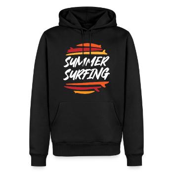 Summer Surfing - Männer Premium Bio Hoodie - Schwarz - Vorne - Nico (187cm)