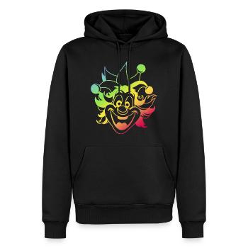 Rainbow Jester Smile Clown Kasper Fasching - Männer Premium Bio Hoodie - Schwarz - Vorne - Nico (187cm)