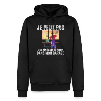 I Can't I Have Stuff to Do in My Garage - Men’s Premium Organic Hoodie - black - Front - Nico (187cm)