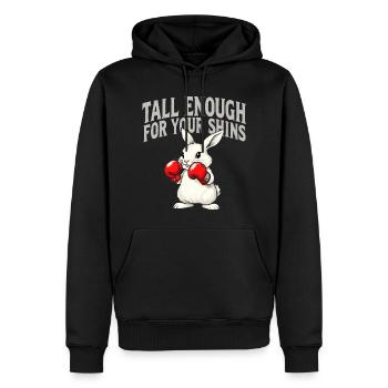 Alarme de lapin : Attention aux tibias - Sweat à capuche Premium bio Homme - noir - Devant - Nico (187cm)