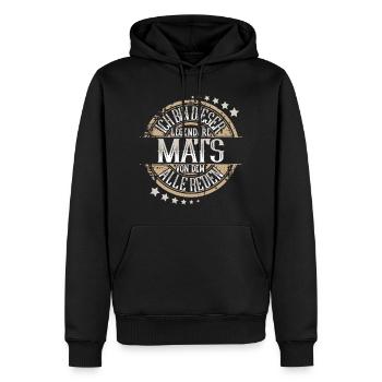 Mats - Männer Premium Bio Hoodie - Schwarz - Vorne - Nico (187cm)