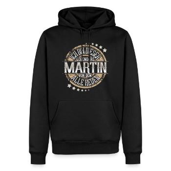 Martin - Männer Premium Bio Hoodie - Schwarz - Vorne - Nico (187cm)