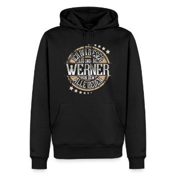 Werner - Männer Premium Bio Hoodie - Schwarz - Vorne - Nico (187cm)