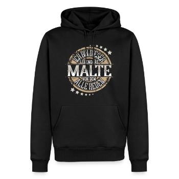 Malte - Männer Premium Bio Hoodie - Schwarz - Vorne - Nico (187cm)
