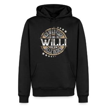 Willi - Männer Premium Bio Hoodie - Schwarz - Vorne - Nico (187cm)