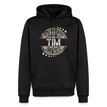 Tim - Männer Premium Bio Hoodie - Schwarz - Vorne - Nico (187cm)