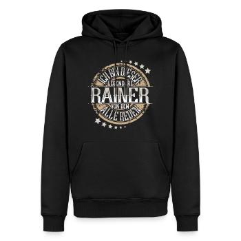 Rainer - Männer Premium Bio Hoodie - Schwarz - Vorne - Nico (187cm)