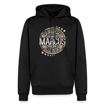 Marcus - Männer Premium Bio Hoodie - Schwarz - Vorne - Nico (187cm)