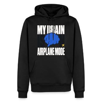 My Brain Is on Airplane Mode – Gehirn Humor - Männer Premium Bio Hoodie - Schwarz - Vorne - Nico (187cm)