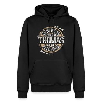 Thomas - Männer Premium Bio Hoodie - Schwarz - Vorne - Nico (187cm)