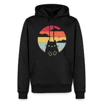 Lustige Katze im Retro-Stil - Männer Premium Bio Hoodie - Schwarz - Vorne - Nico (187cm)