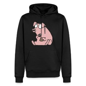 Julgris äter pepparkaka - Sweat à capuche Premium bio Homme - noir - Devant - Nico (187cm)