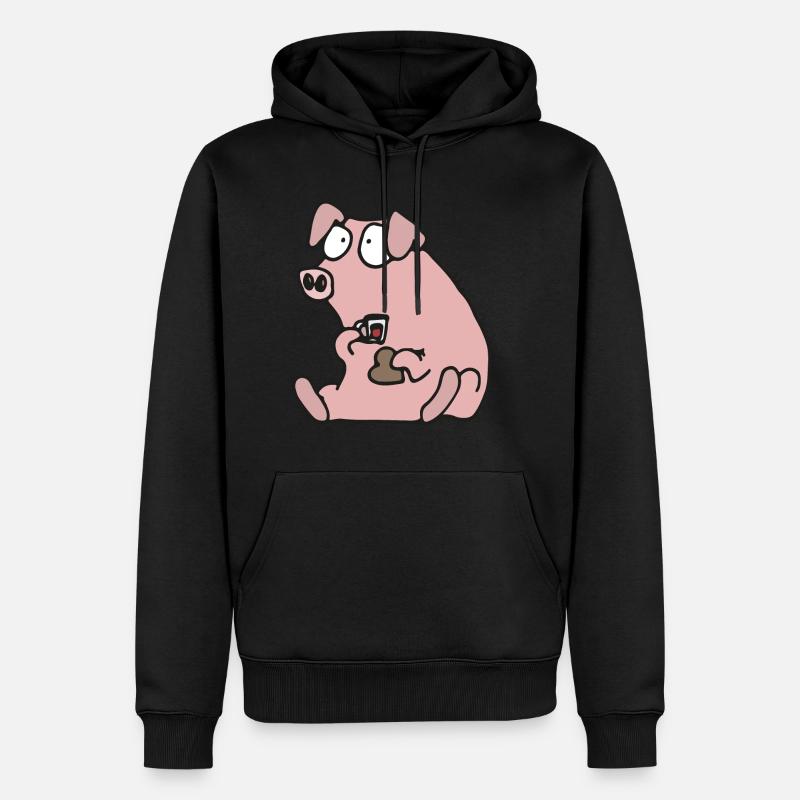 Julgris äter pepparkaka - Männer Premium Bio Hoodie - Schwarz