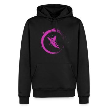 Fee - Männer Premium Bio Hoodie - Schwarz - Vorne - Nico (187cm)