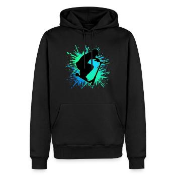 scooter le cascader - Sweat à capuche Premium bio Homme - noir - Devant - Nico (187cm)