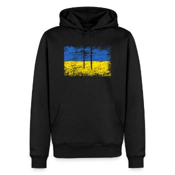 Drapeau de l'Ukraine Vintage Kazantip vacances Voyage Kiev - Sweat à capuche Premium bio Homme - noir - Devant - Nico (187cm)