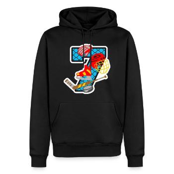 Eishockey 7. Geburtstagsparty Nummer 7 - 7 Jahre - Männer Premium Bio Hoodie - Schwarz - Vorne - Nico (187cm)