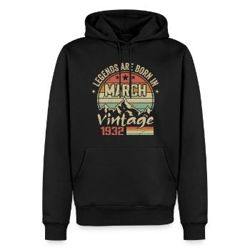 Les Légendes Sont Nées En Mars 1932 Cadeau Vintage - Sweat à capuche Premium bio Homme - noir - Devant - Nico (187cm)