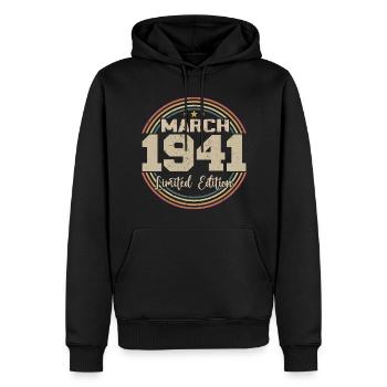 Génial Depuis Mars 1941 Anniversaire 1941 Cadeau - Sweat à capuche Premium bio Homme - noir - Devant - Nico (187cm)