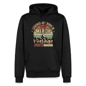 Les Légendes Sont Nées En Mars 2023 Cadeau Vintage - Sweat à capuche Premium bio Homme - noir - Devant - Nico (187cm)