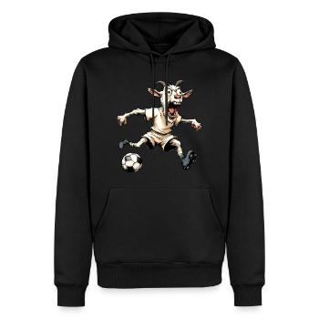 Football de chèvre - Sweat à capuche Premium bio Homme - noir - Devant - Nico (187cm)
