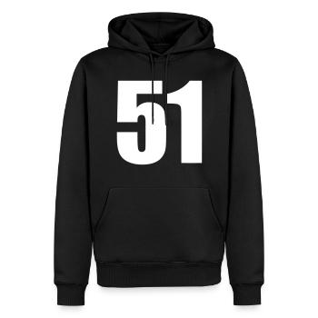 51 - Männer Premium Bio Hoodie - Schwarz - Vorne - Nico (187cm)
