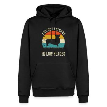 Ich habe Freunde in niedrigen Orten, lustiges Corgi-Geschenk - Männer Premium Bio Hoodie - Schwarz - Vorne - Nico (187cm)