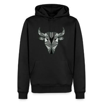 Stierkopf im Origami-Stil - Männer Premium Bio Hoodie - Schwarz - Vorne - Nico (187cm)