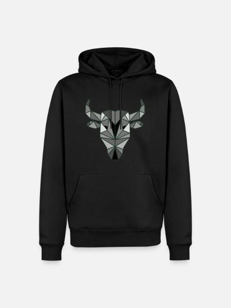 Origami-style bull head - Men’s Premium Organic Hoodie - black