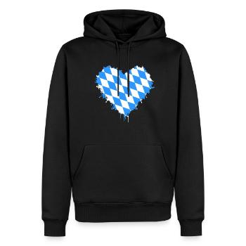 Bayern Herz Wappen Freistaat - Männer Premium Bio Hoodie - Schwarz - Vorne - Nico (187cm)