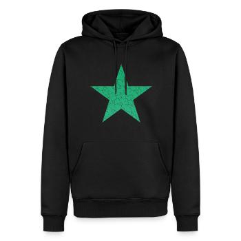 grüner Stern retro, green retro star - Männer Premium Bio Hoodie - Schwarz - Vorne - Nico (187cm)