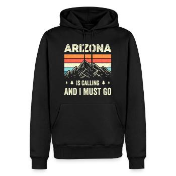 Arizona ruft und ich muss gehen - Männer Premium Bio Hoodie - Schwarz - Vorne - Nico (187cm)