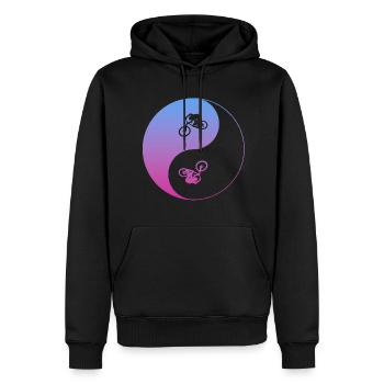 biken fahrrad ebike mtb - Männer Premium Bio Hoodie - Schwarz - Vorne - Nico (187cm)