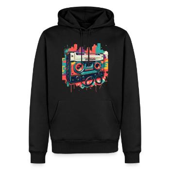 Retro Mixtape - Männer Premium Bio Hoodie - Schwarz - Vorne - Nico (187cm)
