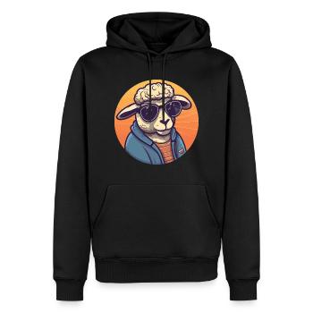 Lamm mit Sonnenbrille, Schaf, wollig - Männer Premium Bio Hoodie - Schwarz - Vorne - Nico (187cm)