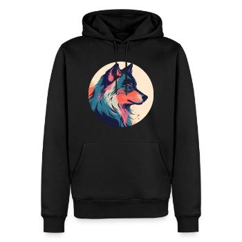 Loup, Chien sauvage, Loup gris, Canis lupus - Sweat à capuche Premium bio Homme - noir - Devant - Nico (187cm)