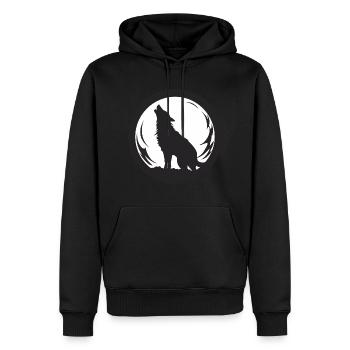 Loup, Chien sauvage, Loup gris, Canis lupus - Sweat à capuche Premium bio Homme - noir - Devant - Nico (187cm)