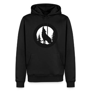 Wolf, Wild Dog, Grey Wolf, Canis lupus - Men’s Premium Organic Hoodie - black - Front - Nico (187cm)