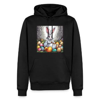 Lapin de Pâques / Pâques / Oeufs / Vacances / Pâques - Sweat à capuche Premium bio Homme - noir - Devant - Nico (187cm)