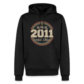 Avril 2011 Cadeau D'anniversaire Avril 2011 Retro - Sweat à capuche Premium bio Homme - noir - Devant - Nico (187cm)