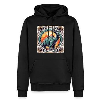 Dinosaurier / Tier / Urzeit / Reptil / Jungs - Männer Premium Bio Hoodie - Schwarz - Vorne - Nico (187cm)