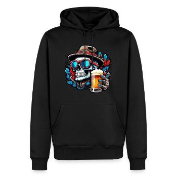 Skull / Totenkopf / Skelett / Gothic / Tattoo - Männer Premium Bio Hoodie - Schwarz - Vorne - Nico (187cm)