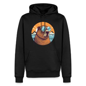 Lustiger Capybara Vintage Nagetier Capybara - Männer Premium Bio Hoodie - Schwarz - Vorne - Nico (187cm)