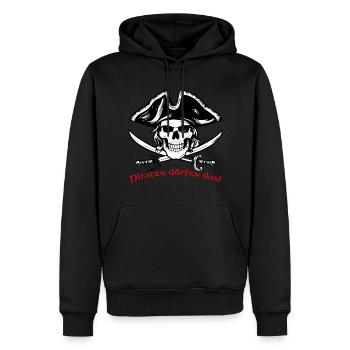 Pirate Skull 07 2024 Zeichenfläche 1 - Männer Premium Bio Hoodie - Schwarz - Vorne - Nico (187cm)