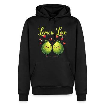 Niedliche Zitrone Früchte mit Liebe - Männer Premium Bio Hoodie - Schwarz - Vorne - Nico (187cm)